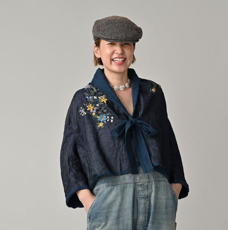 45R Ai Indigo Embroidery Bolero