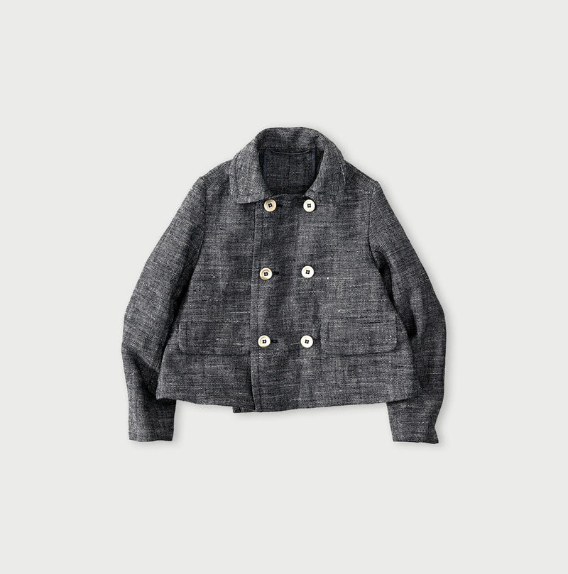 45R Indigo Cotton Linen Tweed Annie Mini Jacket - Image 1