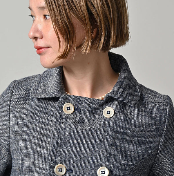 45R Indigo Cotton Linen Tweed Annie Mini Jacket