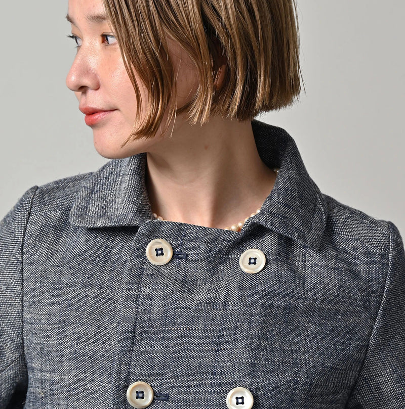 45R Indigo Cotton Linen Tweed Annie Mini Jacket - Image 6