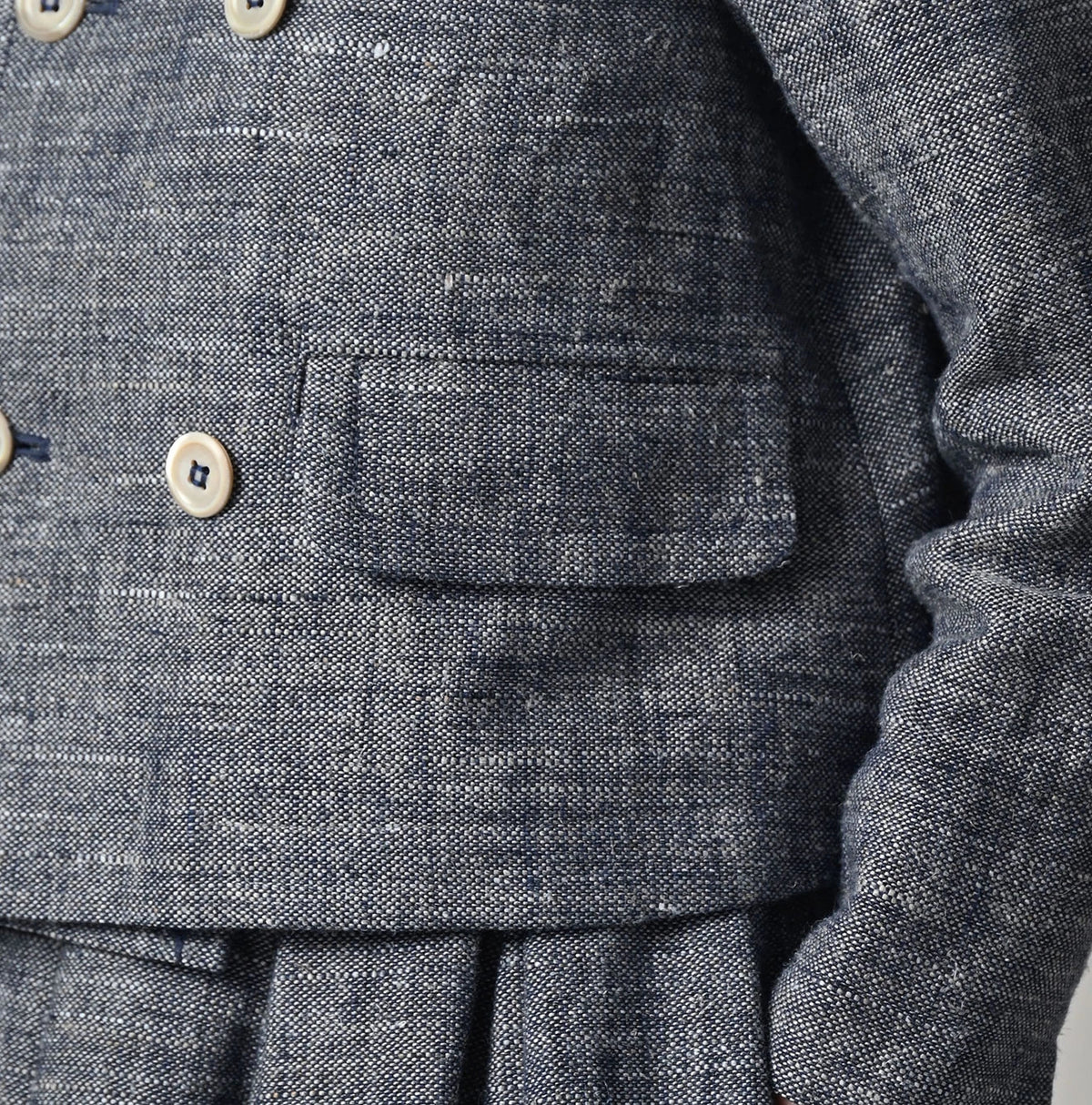 45R Indigo Cotton Linen Tweed Annie Mini Jacket