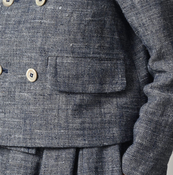 45R Indigo Cotton Linen Tweed Annie Mini Jacket