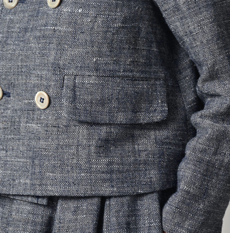 45R Indigo Cotton Linen Tweed Annie Mini Jacket - Image 7