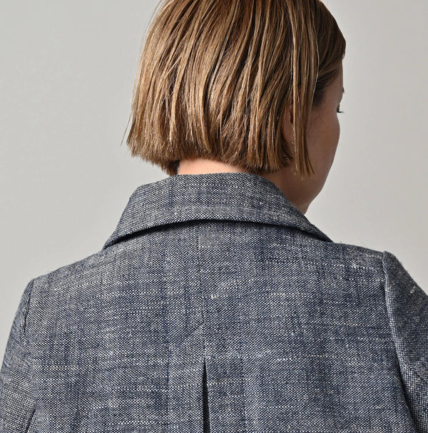 45R Indigo Cotton Linen Tweed Annie Mini Jacket
