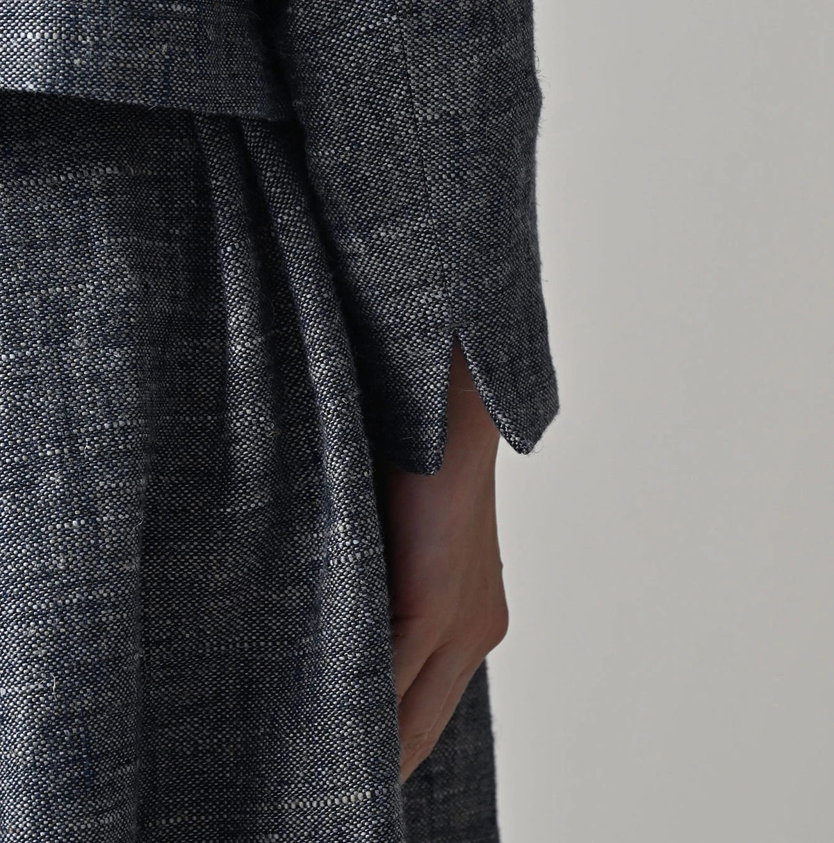 45R Indigo Cotton Linen Tweed Annie Mini Jacket