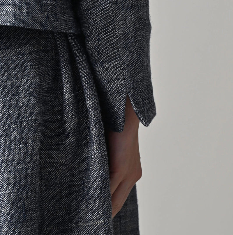 45R Indigo Cotton Linen Tweed Annie Mini Jacket - Image 11