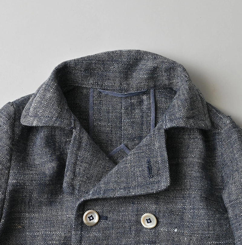45R Indigo Cotton Linen Tweed Annie Mini Jacket - Image 13
