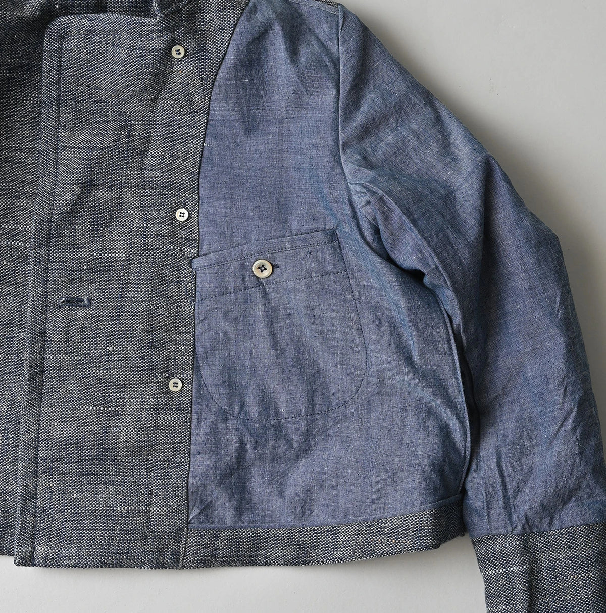 45R Indigo Cotton Linen Tweed Annie Mini Jacket
