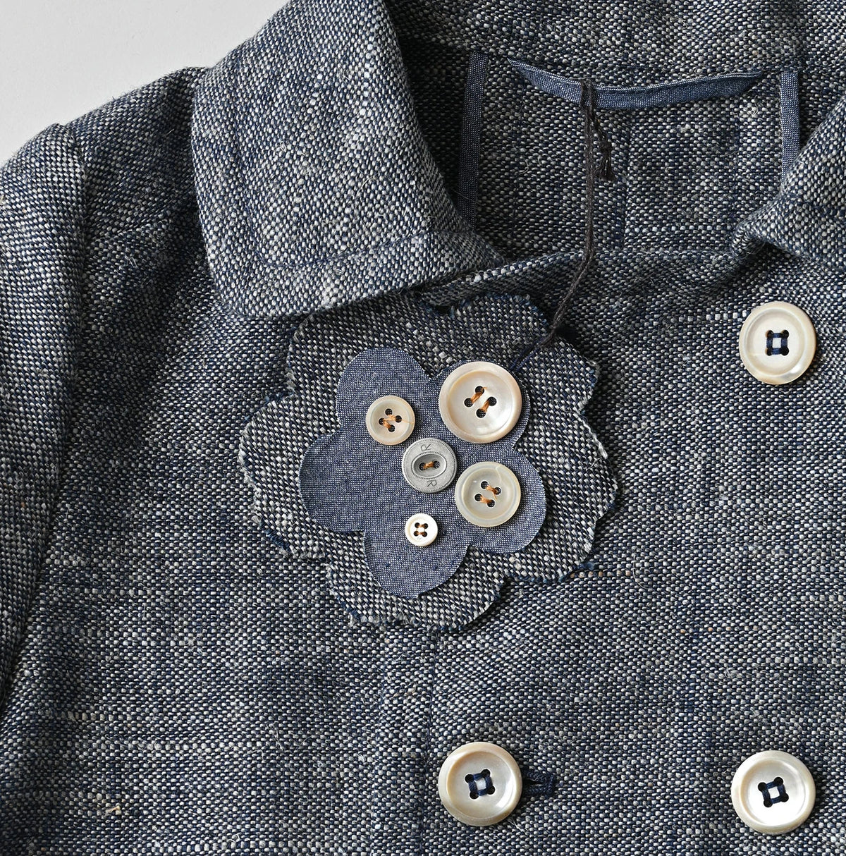 45R Indigo Cotton Linen Tweed Annie Mini Jacket