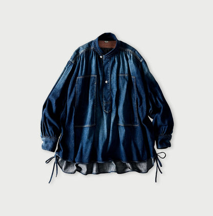 45R 45 Petit Denim Boyfriend Shirt Distressed