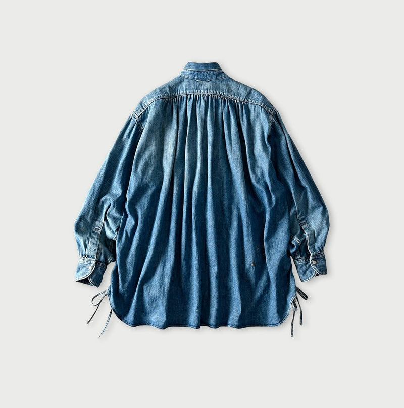 45R 45 Petit Denim Boyfriend Shirt Distressed