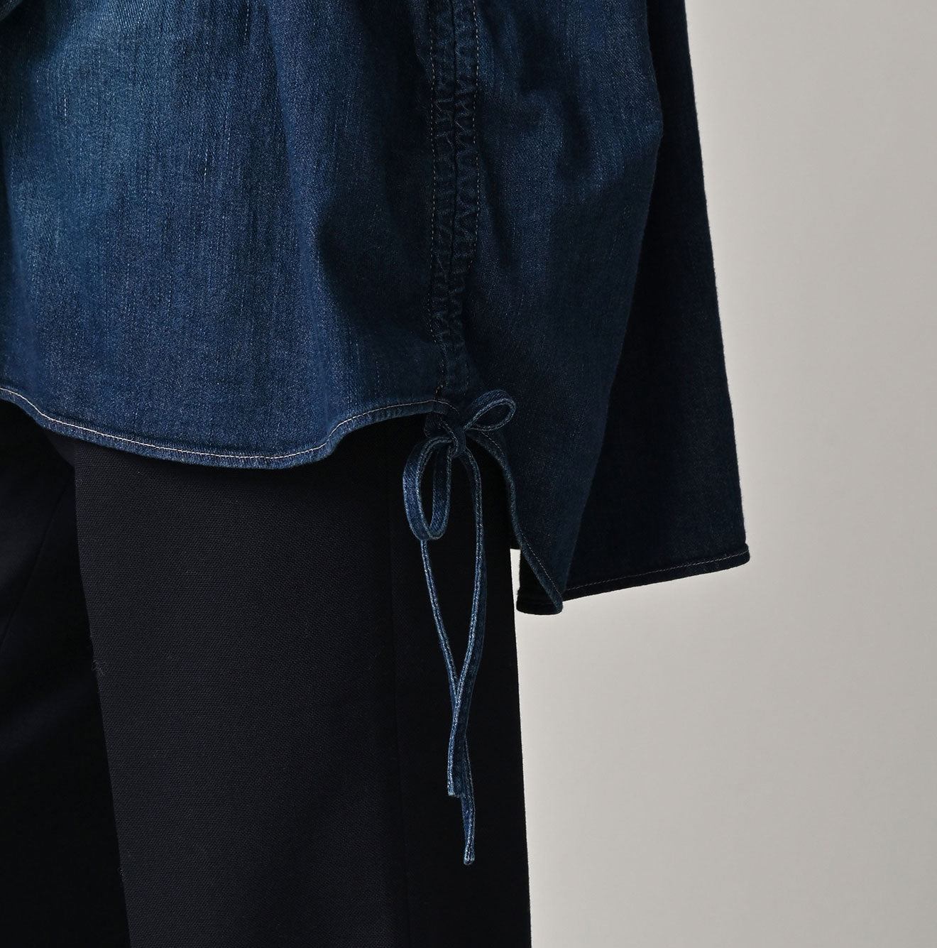 45R 45 Petit Denim Boyfriend Shirt Distressed