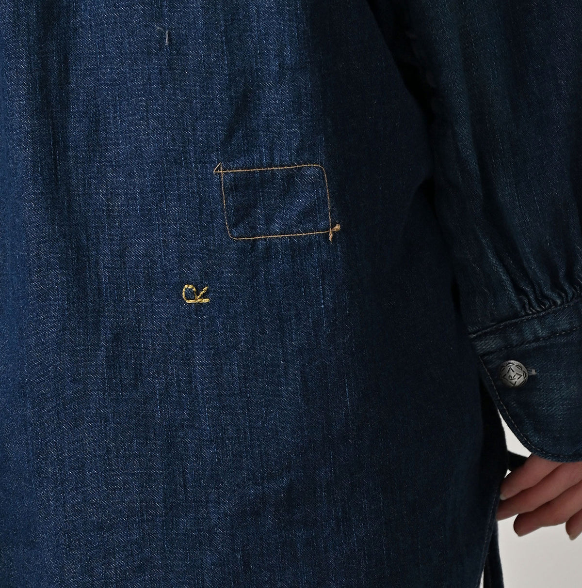 45R 45 Petit Denim Boyfriend Shirt Distressed