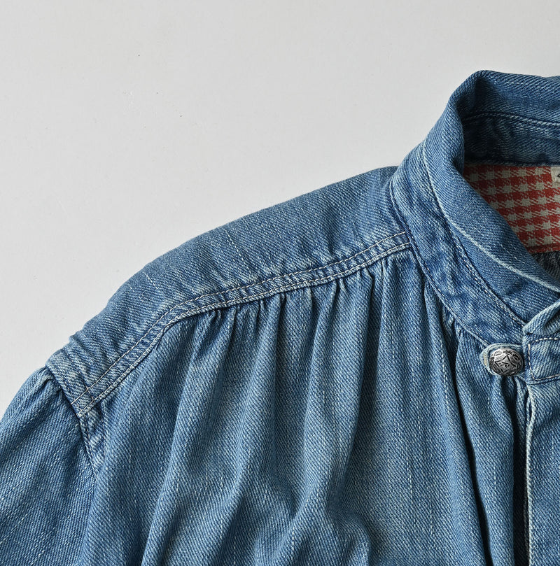 45R 45 Petit Denim Boyfriend Shirt Distressed