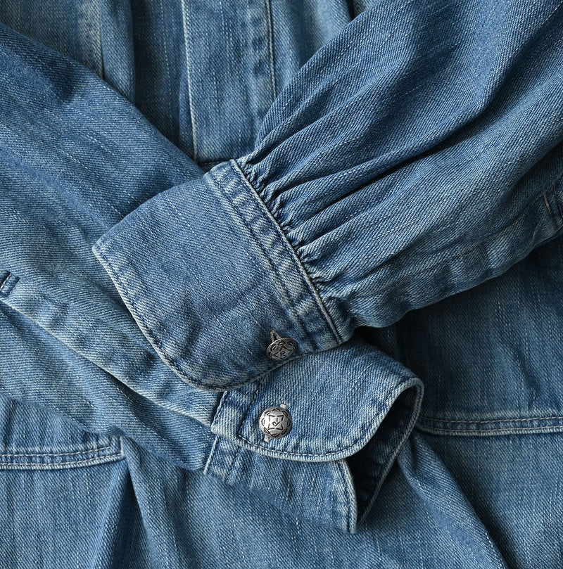 45R 45 Petit Denim Boyfriend Shirt Distressed