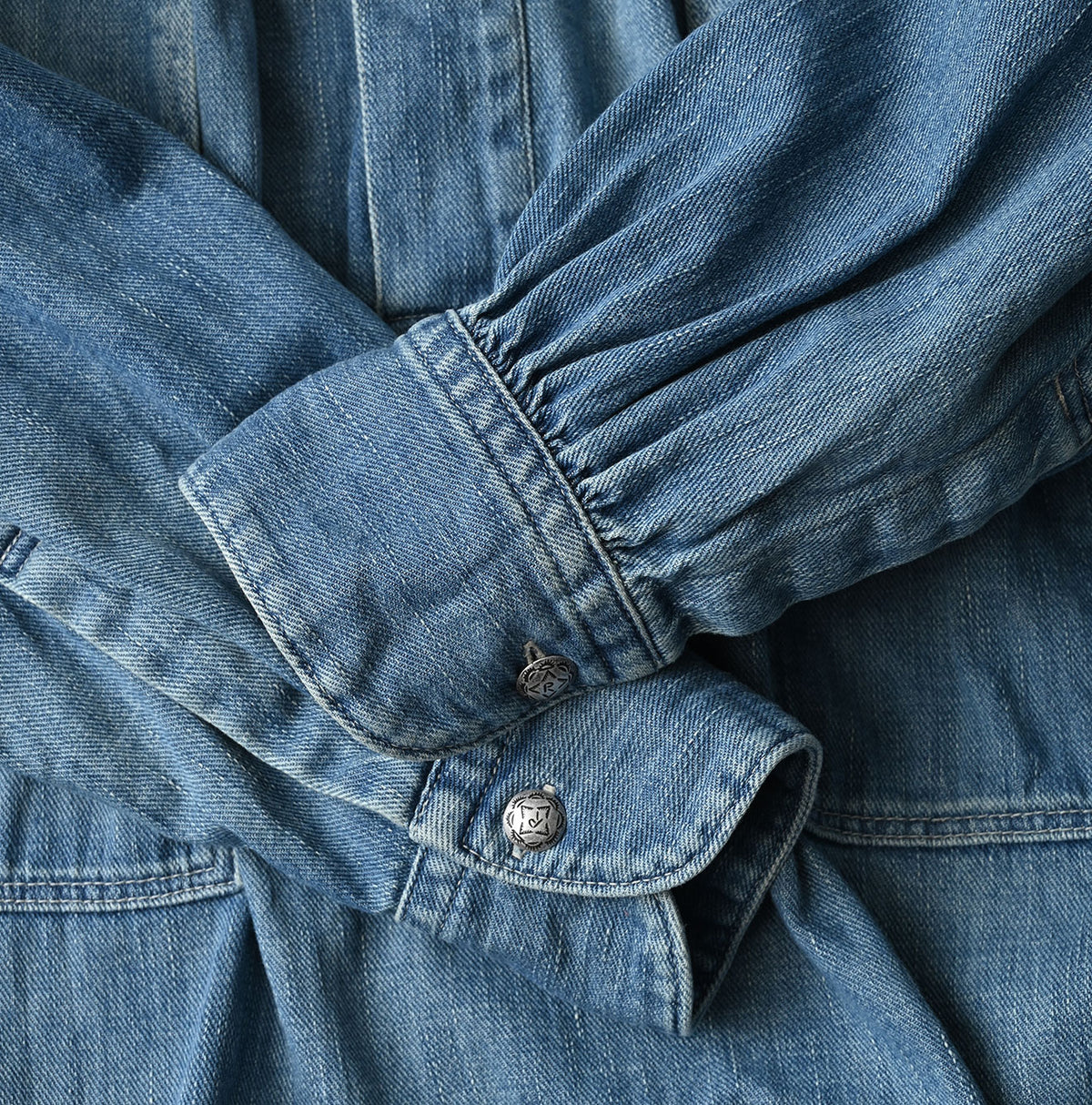 45R 45 Petit Denim Boyfriend Shirt Distressed