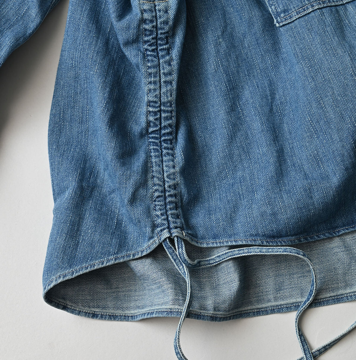 45R 45 Petit Denim Boyfriend Shirt Distressed