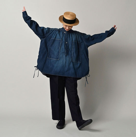 45R 45 Petit Denim Boyfriend Shirt Distressed