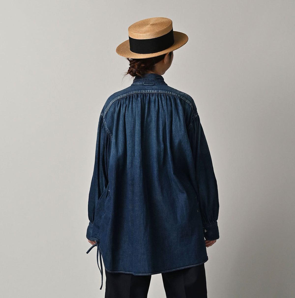 45R 45 Petit Denim Boyfriend Shirt Distressed