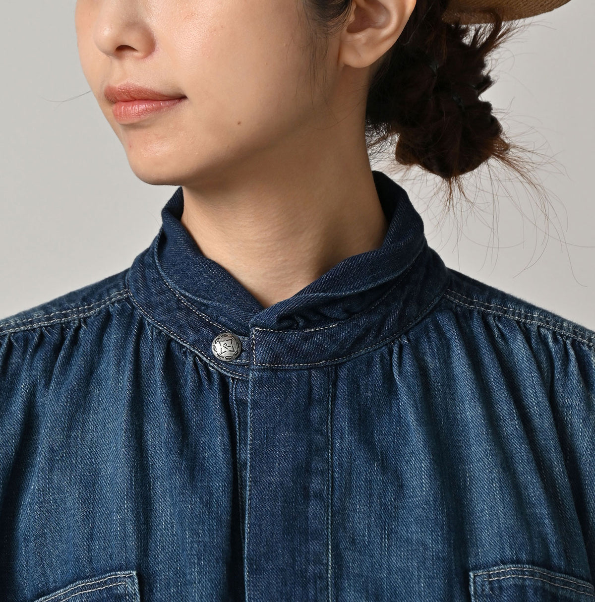 45R 45 Petit Denim Boyfriend Shirt Distressed