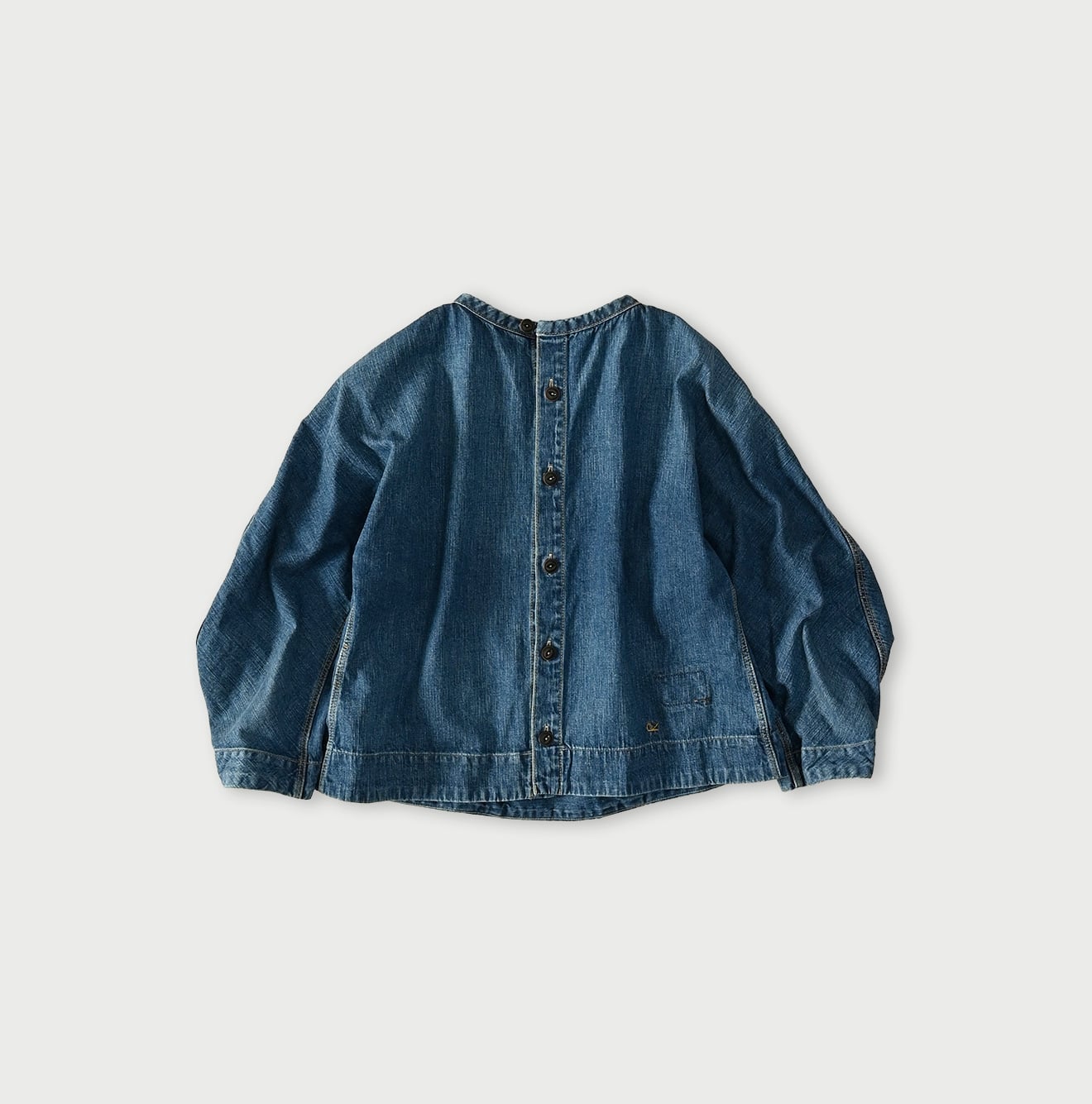 45R Mugihiko Denim Puff Sleeve Blouse Distressed - Image 13