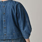 45R Mugihiko Denim Puff Sleeve Blouse Distressed