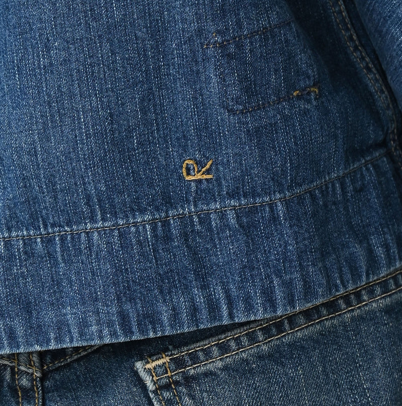 45R Mugihiko Denim Puff Sleeve Blouse Distressed - Image 12