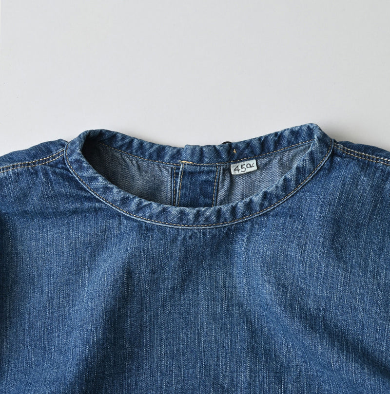 45R Mugihiko Denim Puff Sleeve Blouse Distressed - Image 14