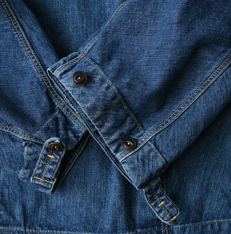 45R Mugihiko Denim Puff Sleeve Blouse Distressed - Image 17