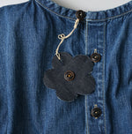 45R Mugihiko Denim Puff Sleeve Blouse Distressed