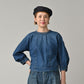 45R Mugihiko Denim Puff Sleeve Blouse Distressed