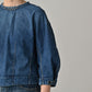 45R Mugihiko Denim Puff Sleeve Blouse Distressed
