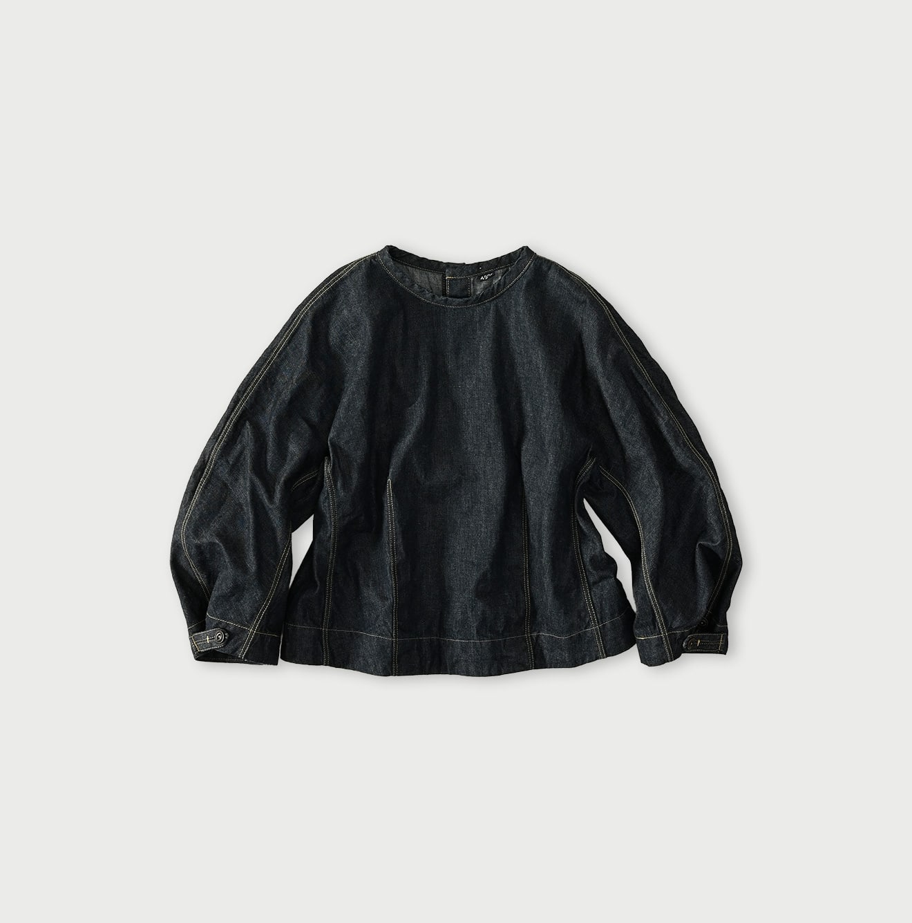 45R Mugihiko Denim Puff Sleeve Blouse - Image 1