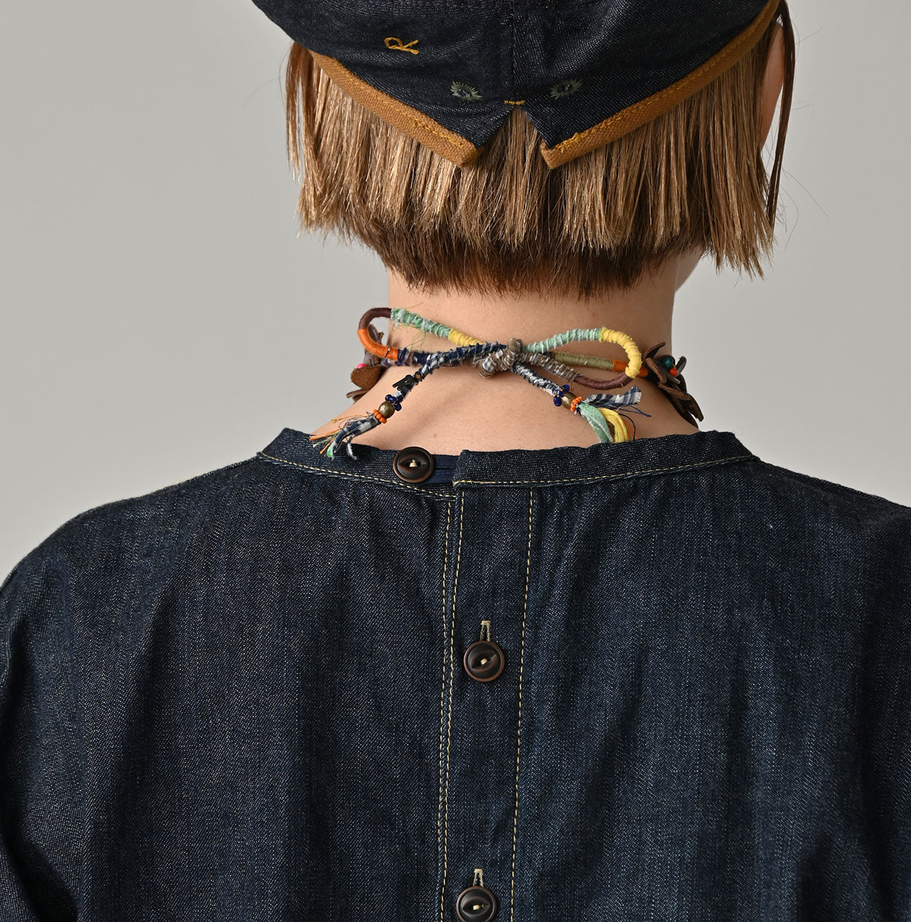 45R Mugihiko Denim Puff Sleeve Blouse