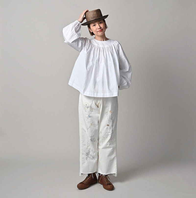 45R Supima Batiste Tuck-Gather Blouse