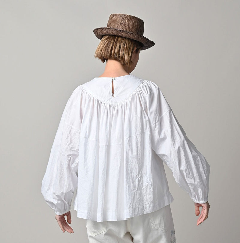 45R Supima Batiste Tuck-Gather Blouse