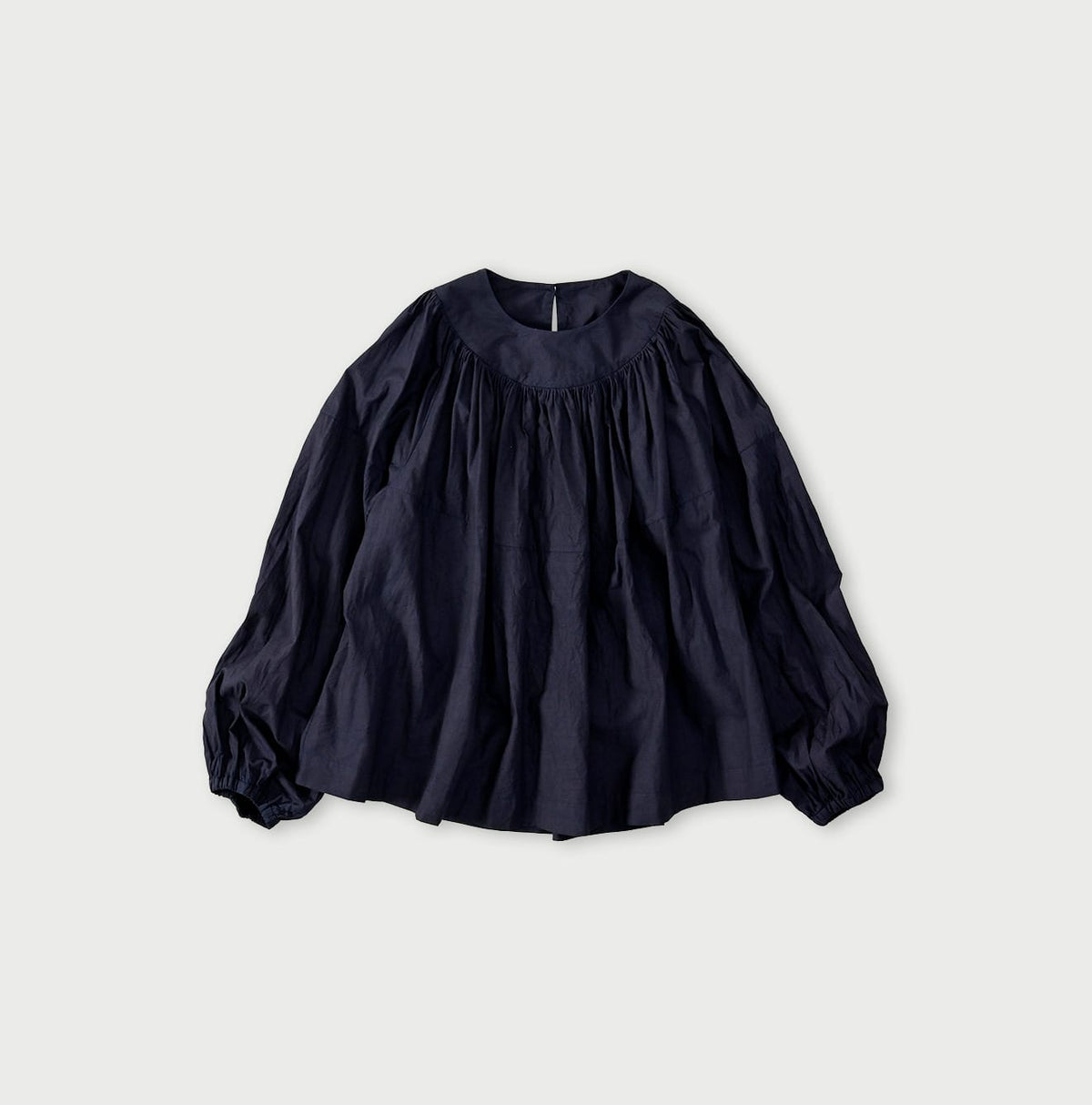 45R Indigo Supima Batiste Tuck-Gather Blouse