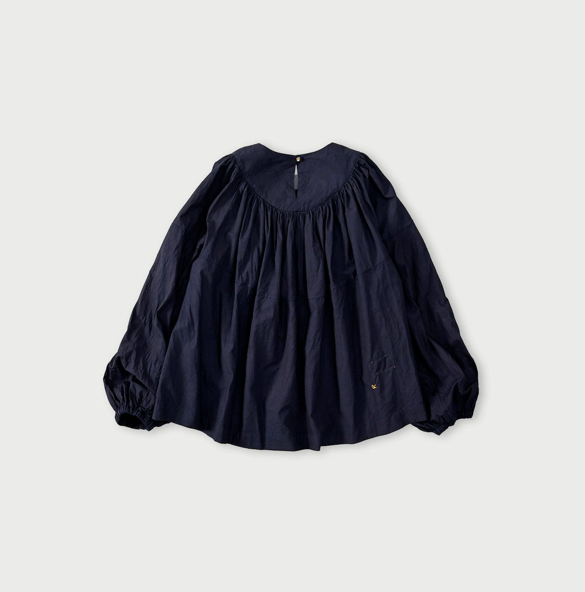 45R Indigo Supima Batiste Tuck-Gather Blouse