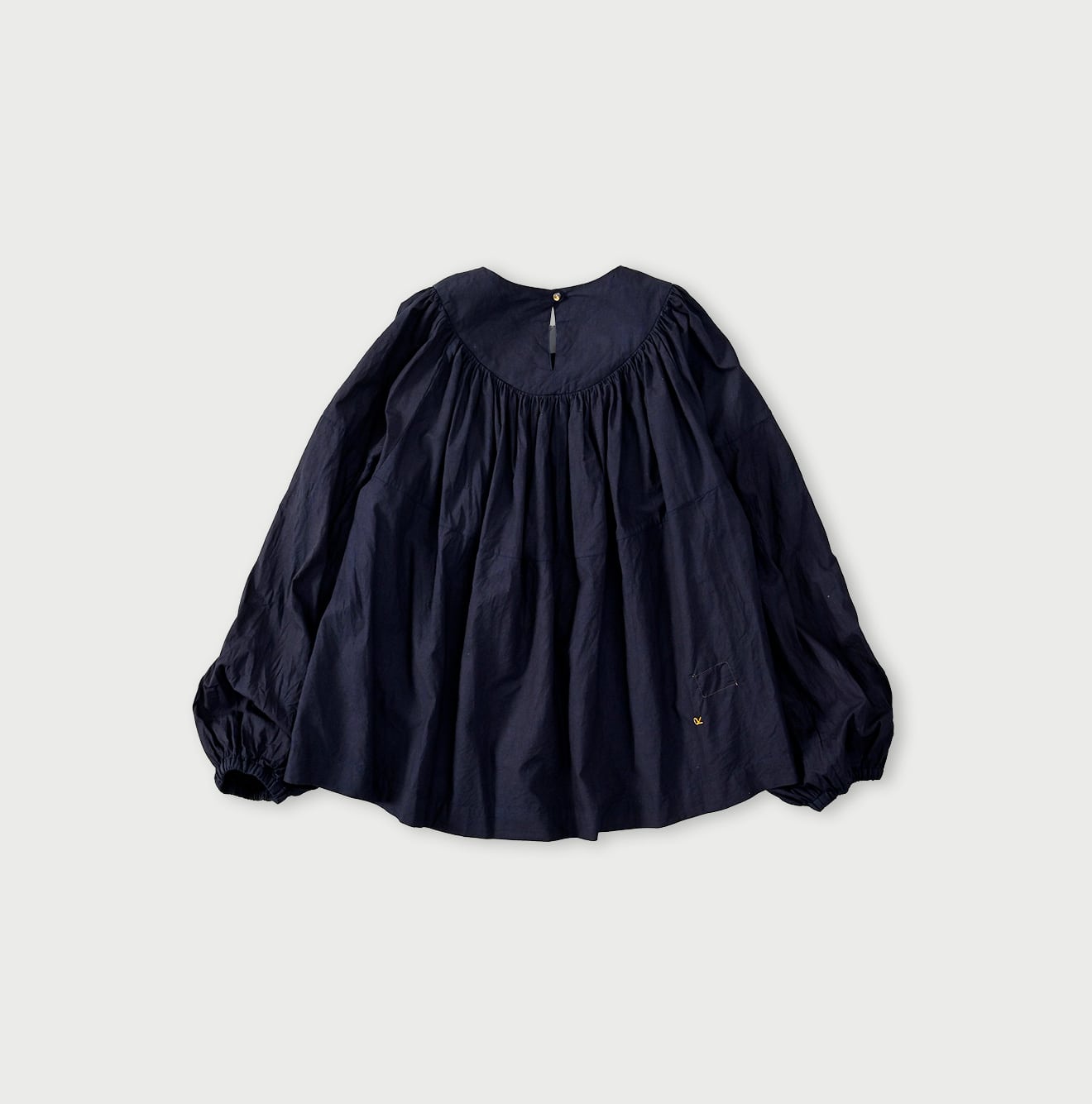 45R Indigo Supima Batiste Tuck-Gather Blouse