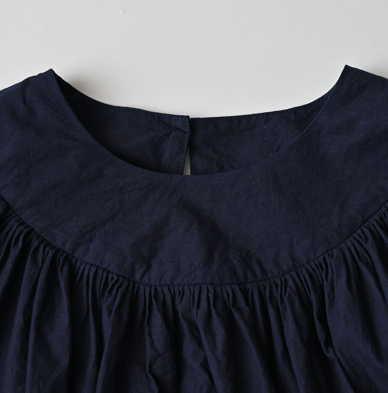 45R Indigo Supima Batiste Tuck-Gather Blouse