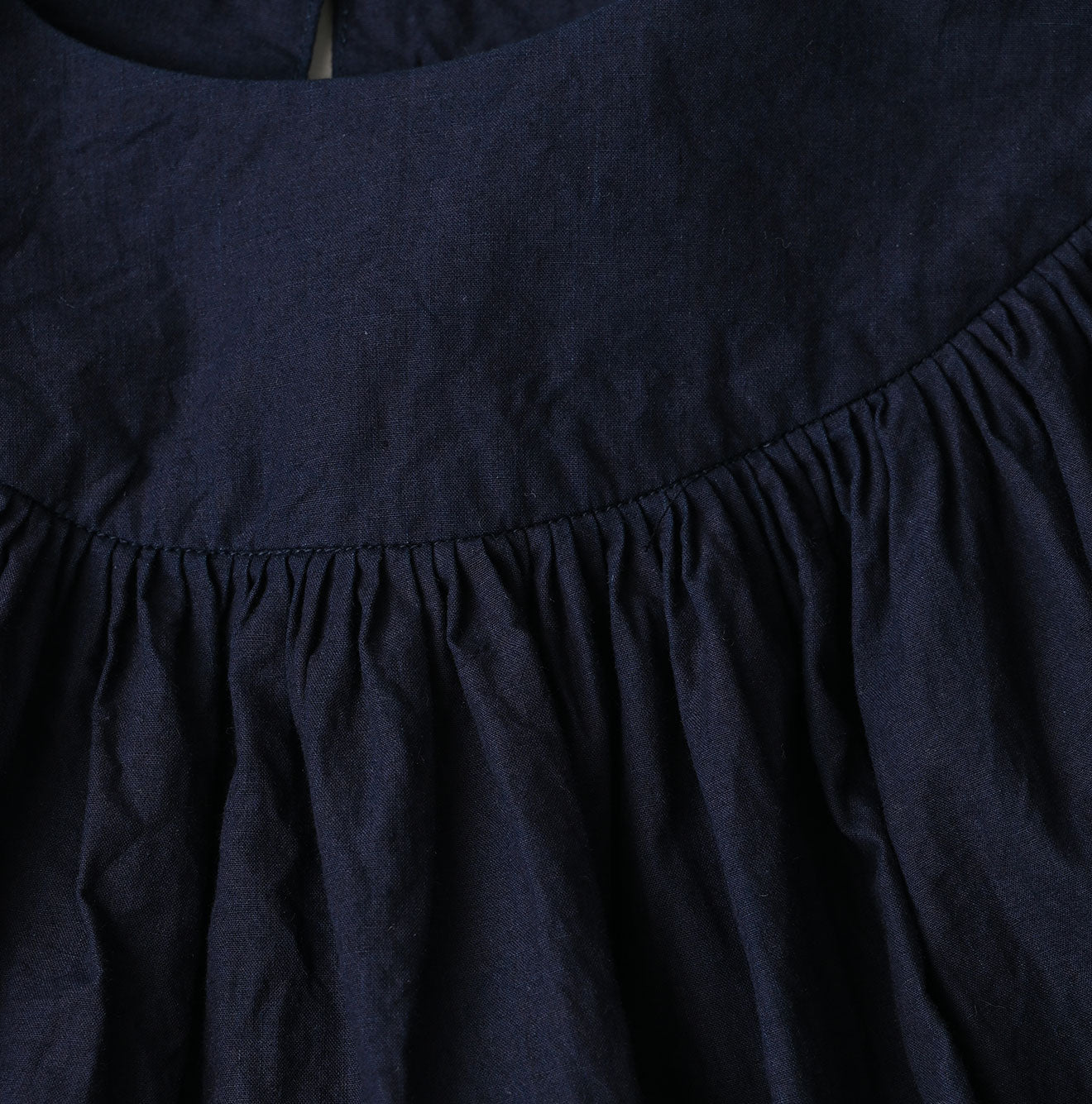 45R Indigo Supima Batiste Tuck-Gather Blouse