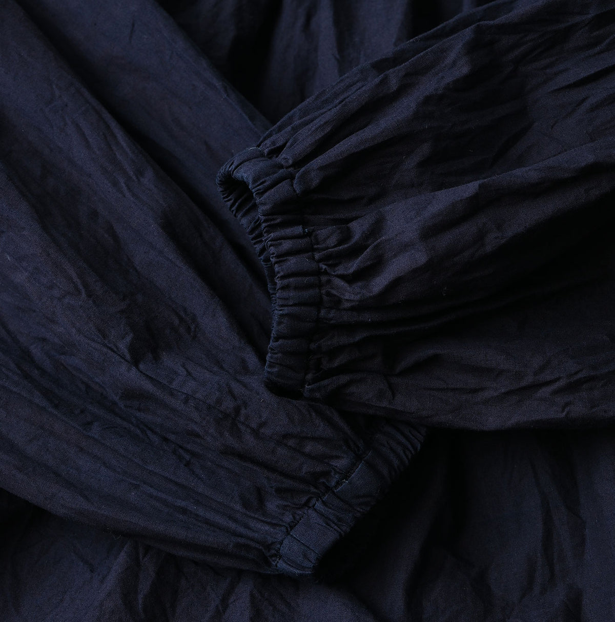 45R Indigo Supima Batiste Tuck-Gather Blouse