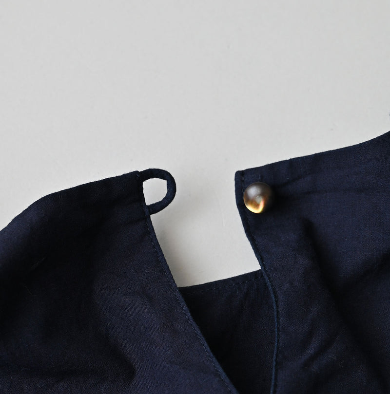 45R Indigo Supima Batiste Tuck-Gather Blouse