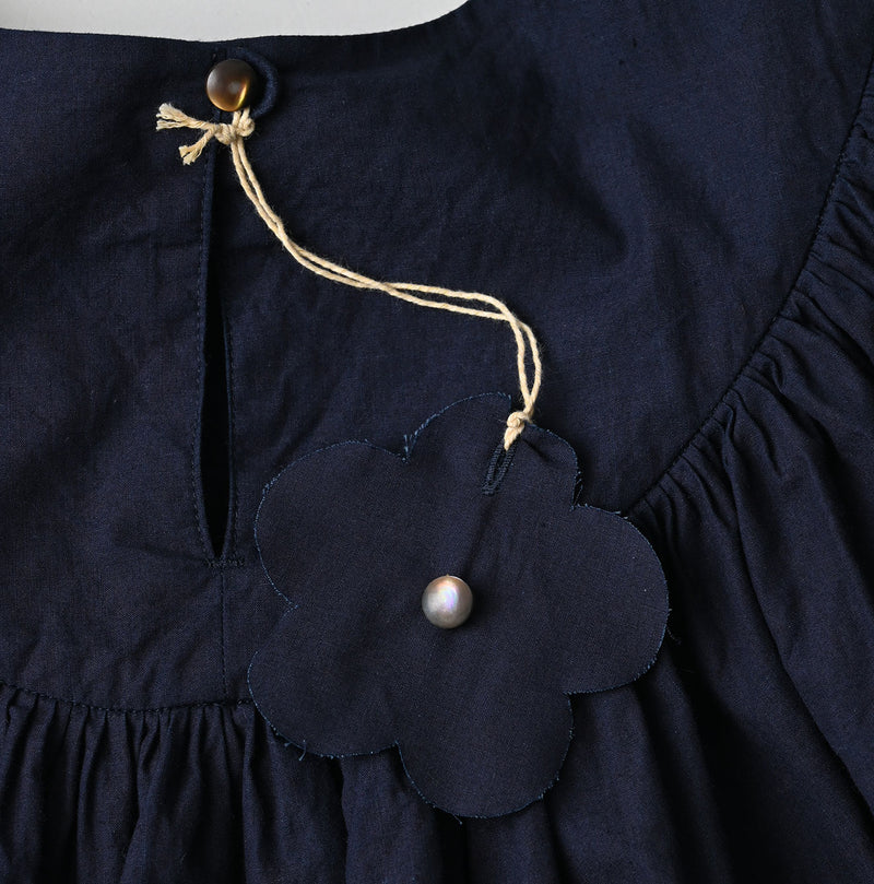 45R Indigo Supima Batiste Tuck-Gather Blouse