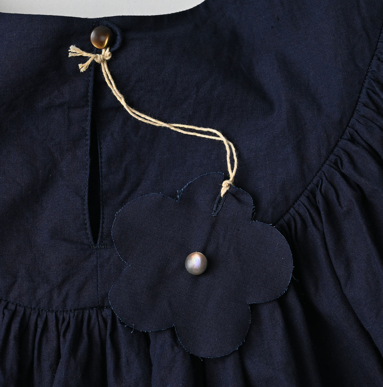 45R Indigo Supima Batiste Tuck-Gather Blouse