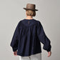 45R Indigo Supima Batiste Tuck-Gather Blouse