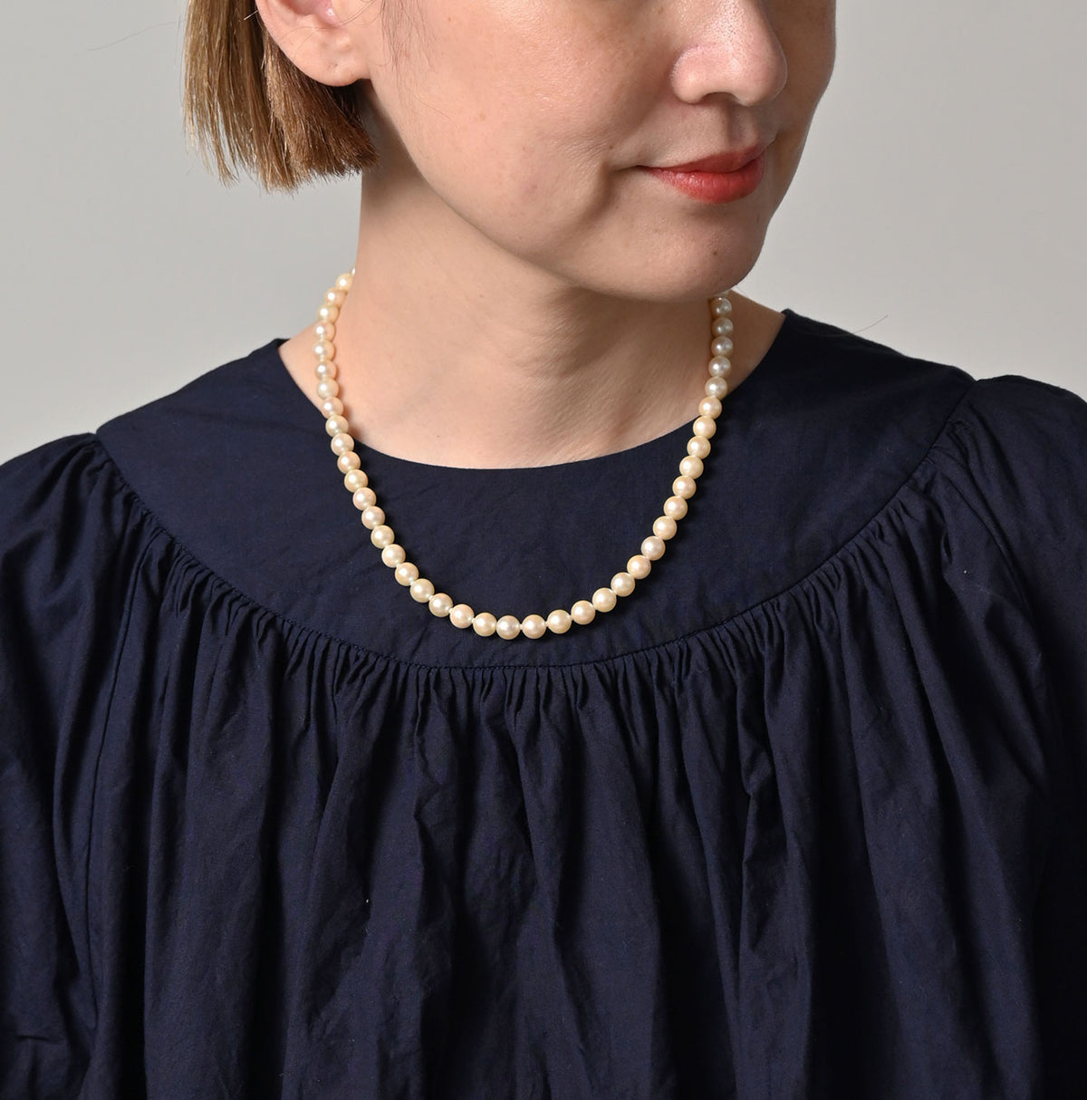 45R Indigo Supima Batiste Tuck-Gather Blouse