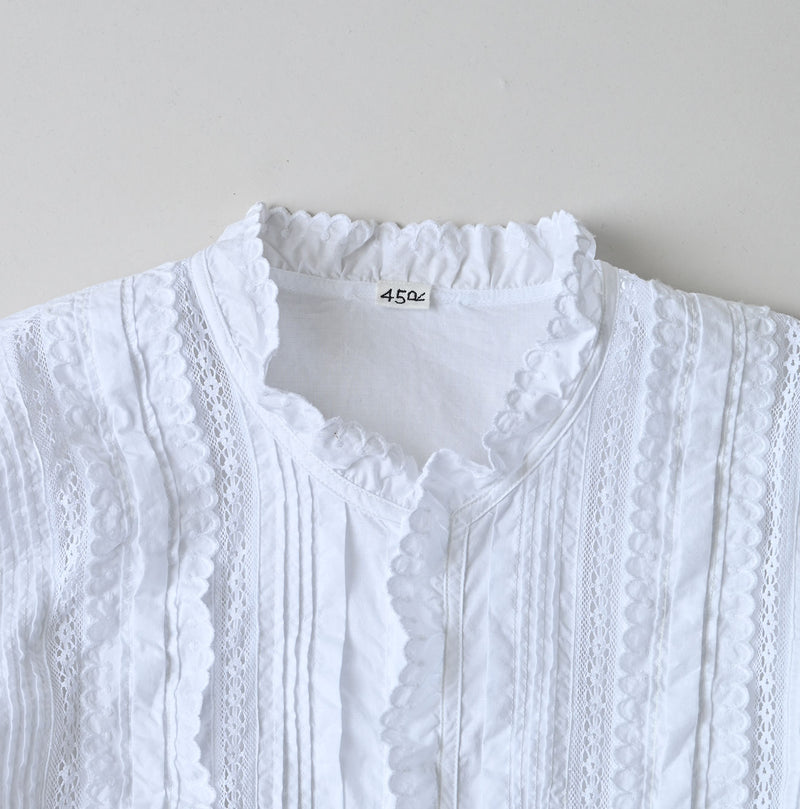 45R Supima Batiste Cutwork Blouse