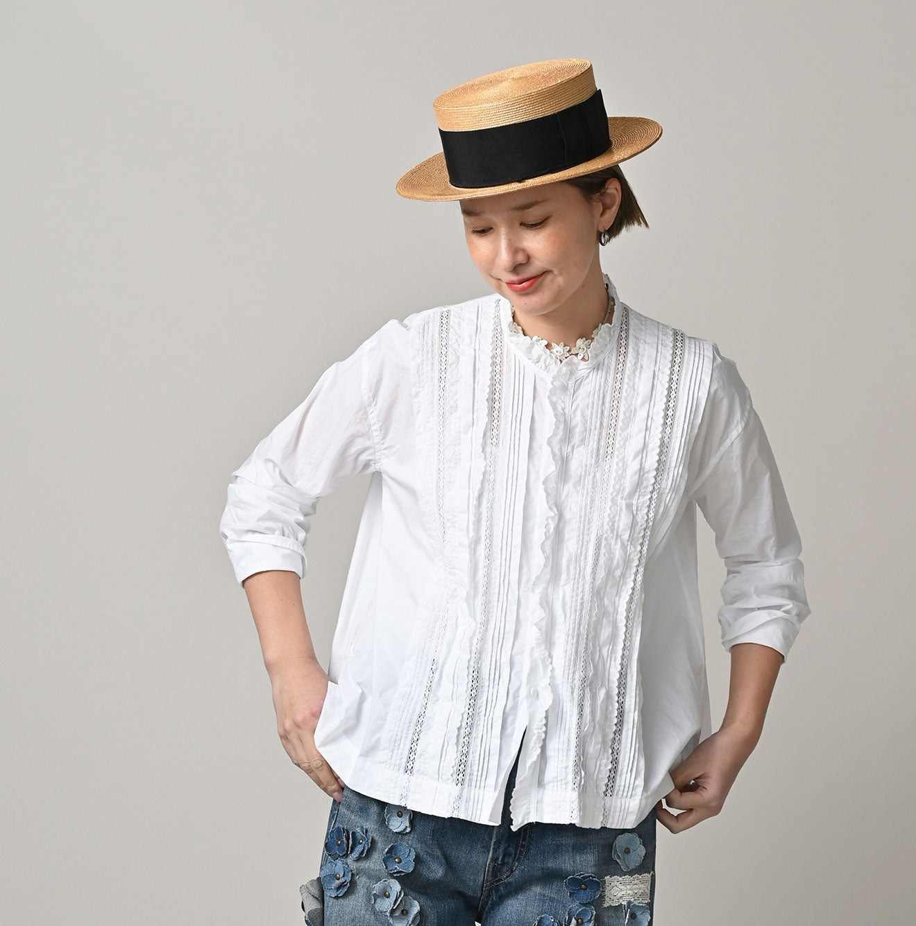 45R Supima Batiste Cutwork Blouse