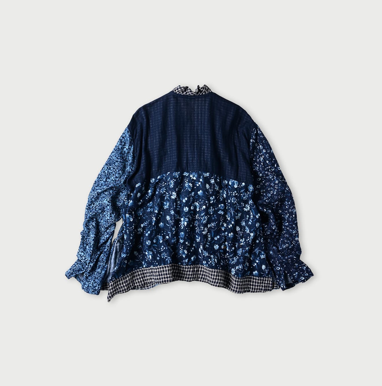 Indigo Bassen Mix Double-woven Flower Patchwork Cachecoeur